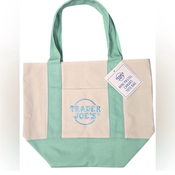 Trader Joe'S Handbags - Trader Joe’s Limited Edition Spring 🌷Mini Mint Green Canvas Tote Bag